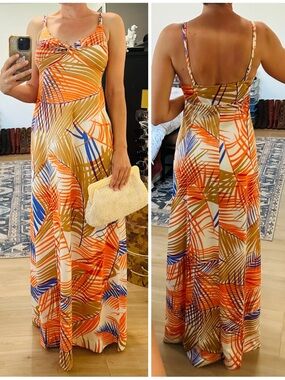 Vintage 60’s/70’s SANDCASTLE Palm Leaf Maxi Dress